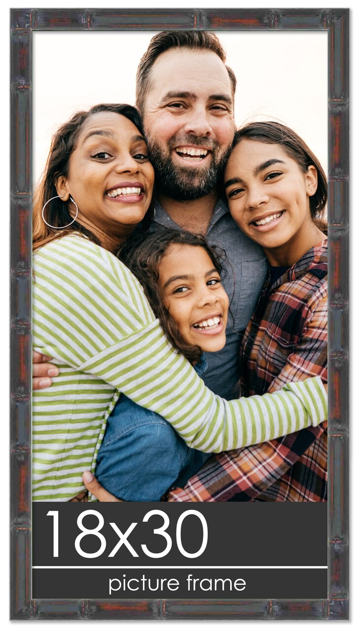 18x30 Thin Bamboo Picture Frame with UV-Resistant Acrylic & Acid Free Backing, Available in 2 Finishes - Gold and Brown